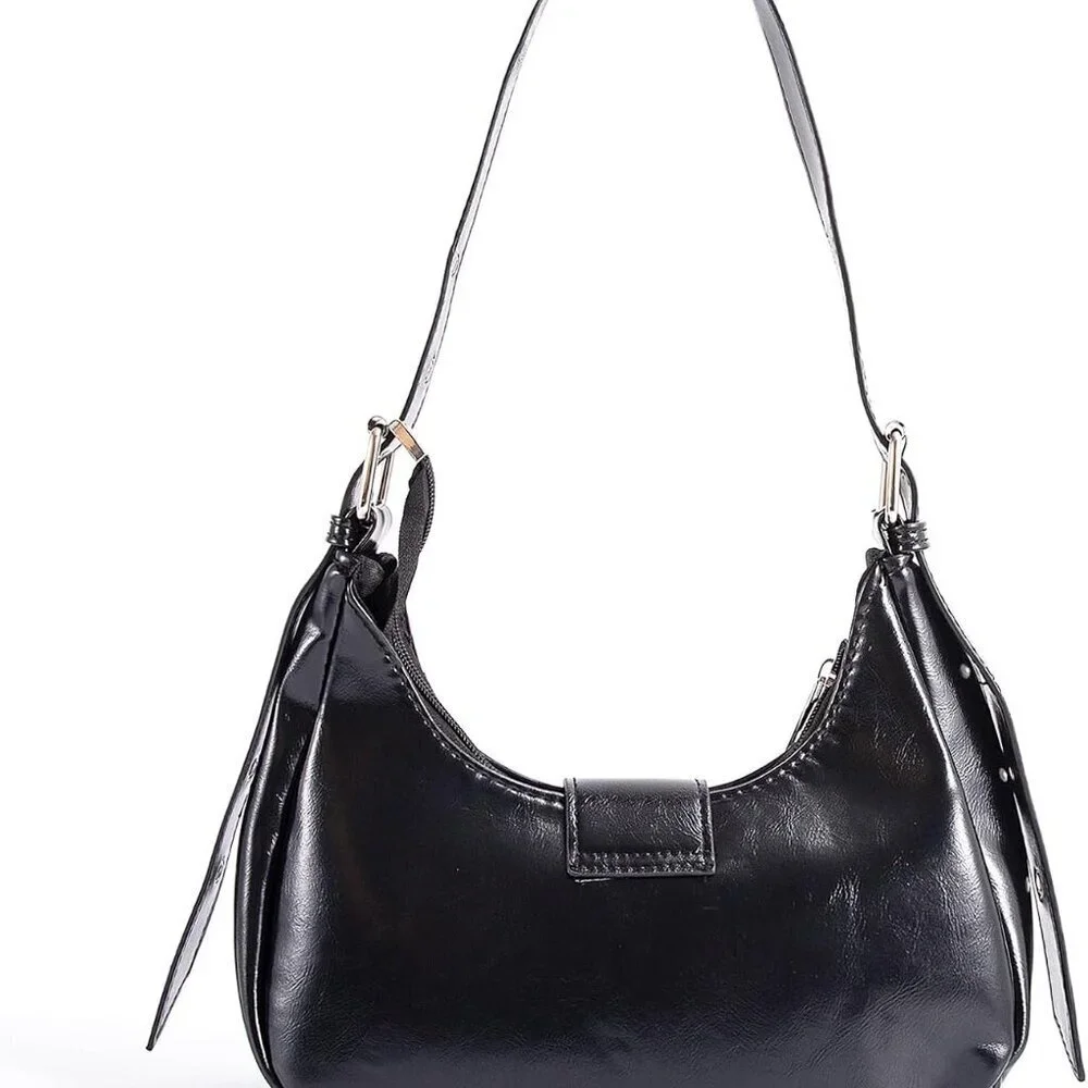 Women's Y2K Purse Faux Leather Shoulder Bag Small Retro Zip Clutch